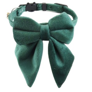 Velvet Pet Collar with <b>Bow</b> Tie Adjustable Buckle Closure Solid Color for Small Cats All Seasons - Product Image 2