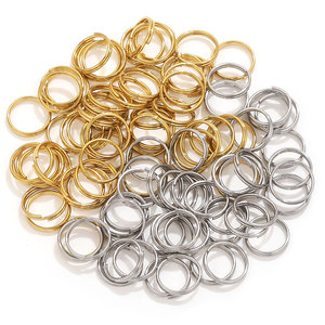 Anillos Divididos para Fabricación de Joyería DIY |   Conectores de Doble Aro de Acero Inoxidable Plateado con Recubrimiento PVD en Varios Tamaños, Venta al Por Mayor - Product Image 2
