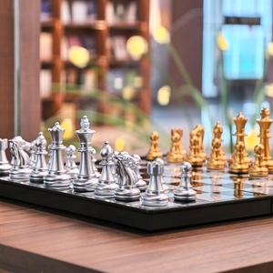 <span class=keywords><strong>Jeu</strong></span> <span class=keywords><strong>d</strong></span>'échecs magnétique professionnel en plastique or et argent avec plateau pliable de 25 cm/32 cm, durable, luxueux, portable, <span class=keywords><strong>jeu</strong></span> de voyage GS152521 - Product Image 3