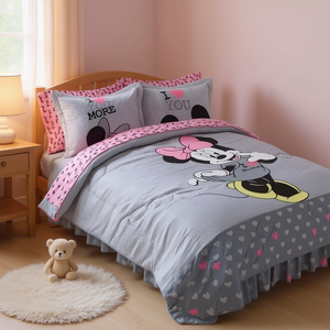 Juego de Funda de Edredón Minnie de 8 Piezas, Gris, Estampado de Princesa, para Uso Doméstico - Product Image 2