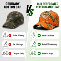 Casquette de baseball camouflage personnalisée avec logo brodé 3D, découpe laser, dos réglable, fermeture snapback pour la chasse en extérieur avec motif camouflage lumineux