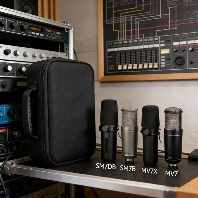 Custom Microphone Hard EVA Carrying Case for SM7B/MV7/SM7DB/MV7X Vocal Dynamic Wireless Microphone Portable Storage Bag