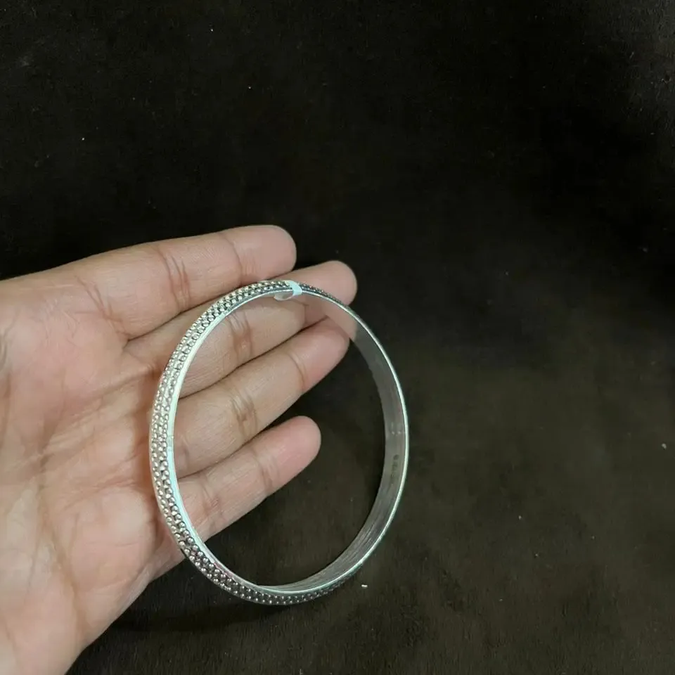 Hot Bán Mens Phụ Nữ Sterling Silver Bạc Kada Cổ Điển Bạc Xoắn Bangle Với Thiết Kế Đơn Giản Mảnh Handmade