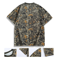 T-shirt tricoté imprimé par sublimation personnalisée, motif camouflage vintage Realtree Timber feuilles de chêne, coupe classique, usine OEM ODM