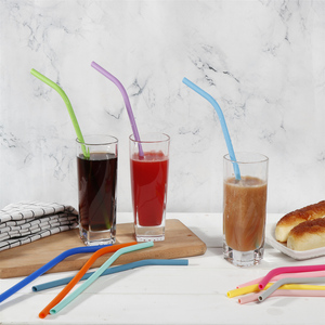 21.5cm Silicone <b>Straw</b> <b>Reusable</b> Eco Friendly Drink Bent Straight <b>Straw</b> Brush case Set - Product Image 2