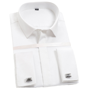 <span class=keywords><strong>Camicia</strong></span> <span class=keywords><strong>da</strong></span> Uomo Stile Francese Slim-Fit a Maniche Lunghe Bianca 100% Cotone Antipiega Senza Bisogno di Stiratura per <span class=keywords><strong>Sposo</strong></span> - Product Image 3