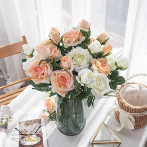 Centre de table floral réaliste en soie artificielle Jenny <span class=keywords><strong>Rose</strong></span> à double tête, idéal pour mariage, fête des Mères, Nouvel An, Halloween - Product Image 2