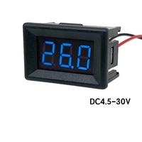 Voltímetro de CC de 2 Cables y 0.36 Pulgadas, 4.5-30V, Pantalla LED Digital, Protección Contra Polaridad Inversa para Batería de Coche