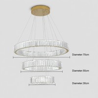 Lustre LED moderne, luminaire suspendu LED à 3 anneaux en acier inoxydable titane, luminaire suspendu moderne pour salle à manger