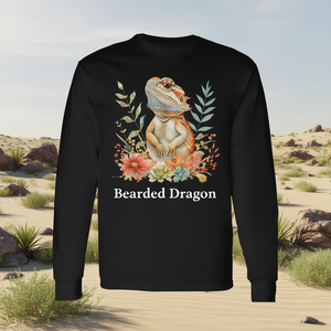 T-shirt à manches longues pour amoureux des reptiles, dragon barbu, motif floral, nature, lézard - Product Image 3
