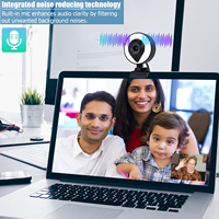 Webcam Panggilan Video Kamera Web PC Komputer USB Streaming HD 2K 1080P dengan Lampu LED 3 Tingkat