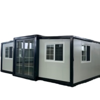Maison conteneur de luxe extensible en structure acier 20ft 40ft, préfabriquée pliable à double aile, 2, 3 ou 4 chambres avec salle de bain