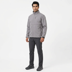 High Quality Men OEM <b>Canvas</b> Softshell Jacket Custom Design Autumn Work Wear Stand Collar Linen Lined Zipper Front Pockets - Product Image 1