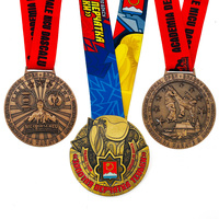 Médailles de sport personnalisées en métal 3D gravées, couleurs anciennes plaquées, médailles personnalisées de football, marathon, boxe, taekwondo