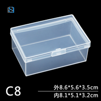 Boîte d'emballage en plastique PS transparente C8, petite, rectangulaire, avec couvercle à charnière, pour le rangement de bijoux, boîte de rangement transparente pour outils, conteneur