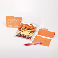 Ensemble Calendrier de Bureau 3D Personnalisé avec Logo Gravé et Marque-page Bloc-notes en Forme de Bâtiment – Nouvelle Papeterie en Papier, Cadeau Souvenir d'Anniversaire