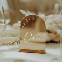 Cartes de table et de plateau personnalisées en acrylique doré miroir givré haute transparence pour mariages et conférences, autres formes