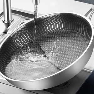 Utensilios de cocina de alta calidad al por mayor de acero inoxidable panal sartén antiadherente Wok utensilios de cocina Panci - Product Image 6