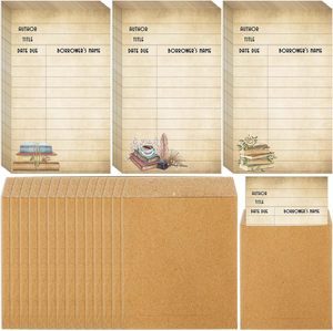 Style rétro bibliothèque cartes de sortie cartes de bibliothèque enveloppes de poche pour l'école bureau bibliothèque publique livres - Product Image 2