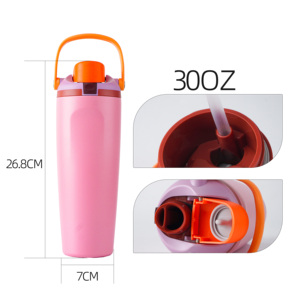 Bouteilles d'eau personnalisées avec logo 30oz, vertes, sportives, en acier inoxydable, avec intérieur en céramique isolé sous vide, avec paille - Product Image 4