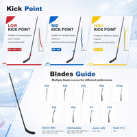 Bâton de hockey sur glace P92/P28/P90/P88 haut de gamme, durable, entièrement en fibre de carbone 24K/18K/12K, intégré, léger 380g, SR/JR/YT 165cm