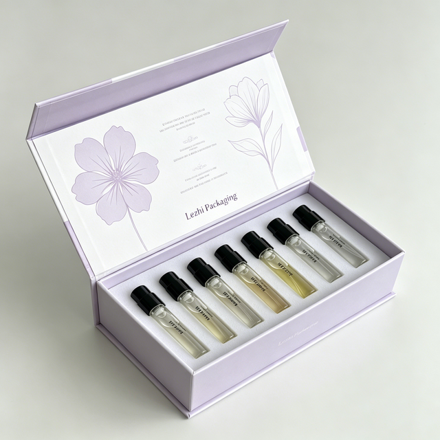 Luxury 2 ML Sample Perfume Kit Packaging Box Custom Logo Magnetic Lid Perfume Bottles Packaging Box with EVA Insert