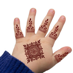 Adesivos de Tatuagem de <span class=keywords><strong>Henna</strong></span> Não Tóxicos e Seguros para Crianças para Celebrações do Eid, Designs Temporários de Arte Corporal Mehndi, Decalques Culturais para Festas Infantis - Product Image 1