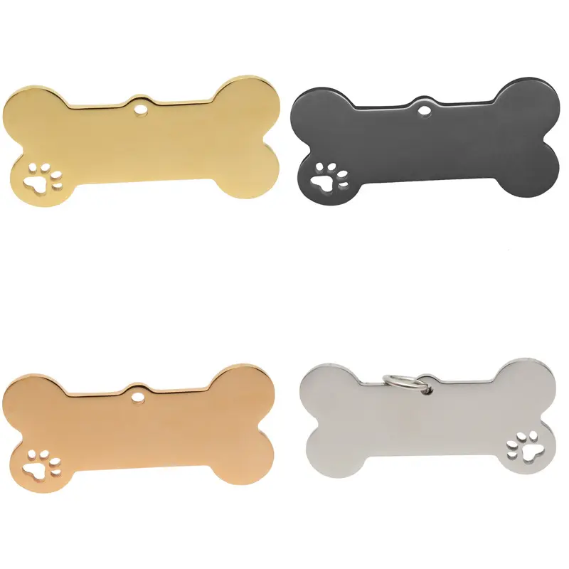 Collar de Metal con identificación de mascotas, Logo personalizado, etiqueta de perro en blanco
