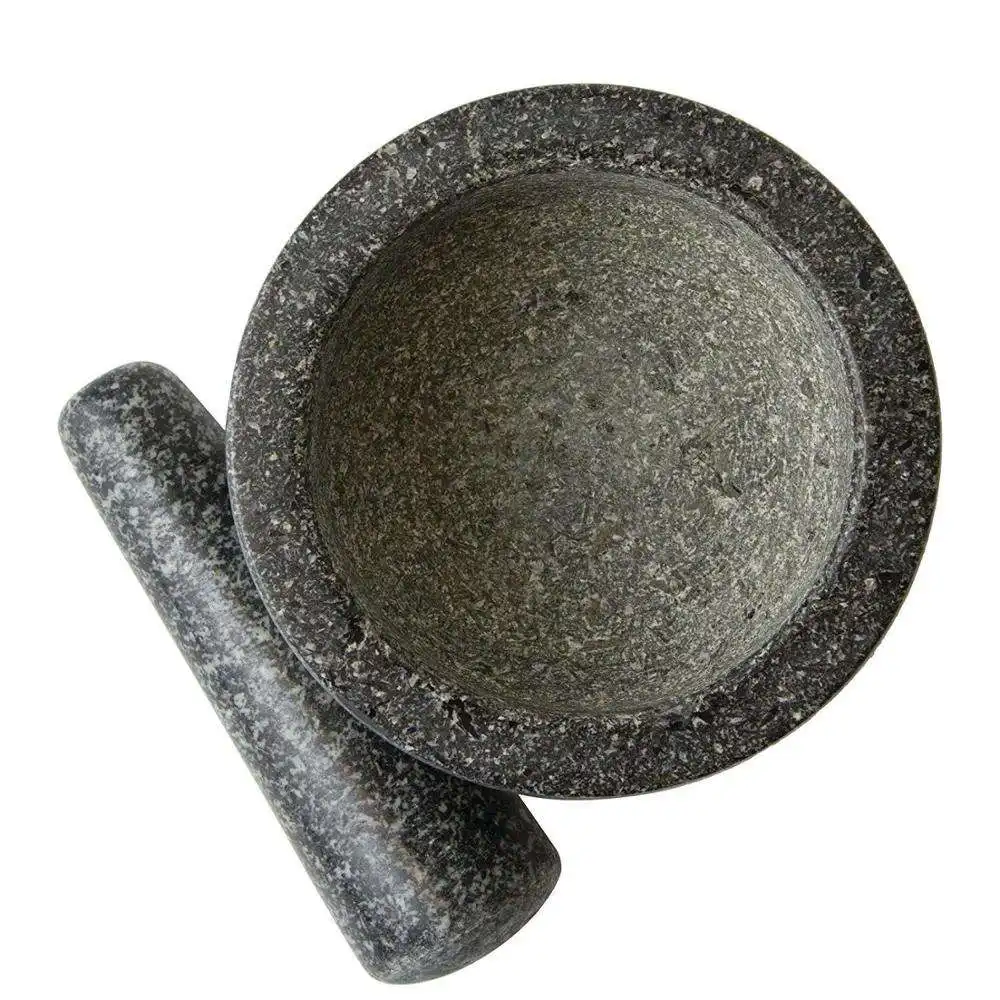 Granite vữa và chày đặt rắn đá máy xay bát cho guacamole các loại thảo mộc gia vị