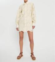 Robe chemise boutonnée en coton 100% unie pour femme, style minimaliste et sexy, taille naturelle, tissée, idéale pour le bureau ou les occasions décontractées estivales.