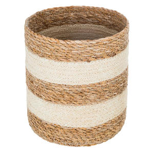 Cestino in Juta Naturale/Bianca 24x24,5 cm - Product Image 1