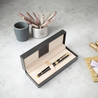 Boîte à stylos publicitaire en cuir Pu noir, avantages pour les employés de vente, étui à stylos à plume