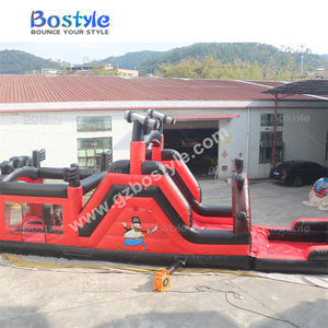 Pirate personnalisé Fun Run jeu gonflable <span class=keywords><strong>de</strong></span> défi d'obstacles noir rouge thème parcours d'obstacles gonflable avec toboggan aquatique - Product Image 5