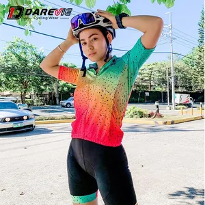 Darevie Set Jersey olahraga sepeda pria wanita, pakaian bersepeda Custom Jersey bersepeda Logo kustom poliester