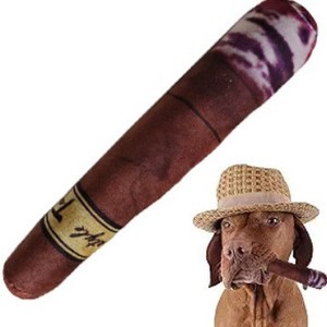 Juguete de Peluche para Perros con Forma de Cigarro, Color Marrón Oscuro, con Sonido, para Interiores - Product Image 1