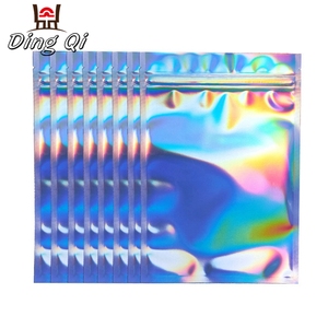 Personalized make up bag matte holographic smell proof bags pouch ziplock