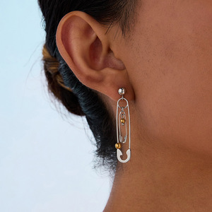 Drop Earrings Titanium Steel Paperclip Design 18K Gold Color-<b>Blocked</b> Geometric <b>Shape</b> Party Jewelry - Product Image 4