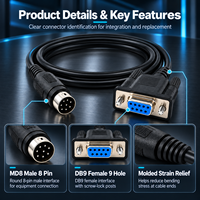 Adaptateur Mini DIN mâle 6 broches vers câble à extrémité nue, câble pigtail personnalisé pour réparation, connecteur pigtail Mini DIN industriel 6 broches