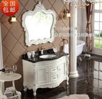 Armoire de toilette de salle de bain en bambou antique de style royal européen avec plancher en bois de chêne