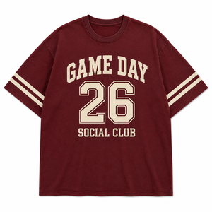 T-shirt personnalisé pour femme, coupe oversize, pour le jour du match de basketball, avec motif d'esprit d'équipe, tee-shirt de supporter à manches courtes, vente en gros - Product Image 5