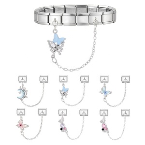 Accessoires en acier inoxydable pour chaîne à double maillon, connectables, DIY, style italien, créatifs, personnalisés, modulaires, motif papillon - Product Image 1