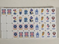 Jeu de Mahjong en Acrylique 160 Tuiles Motif Bourgogne Or Étoiles Pliées Points Plume Vents Art Déco Collectionneurs Années Folles Fête Social