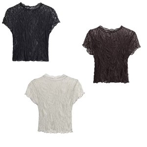 TAOP&ZA Nouvelle Collection Été 2026 – Top <span class=keywords><strong>Court</strong></span> Semi-<span class=keywords><strong>Transparent</strong></span> à Manches Courtes et Col Rond Coupe Ajustée Polyvalent pour Femme 6050307 - Product Image 1