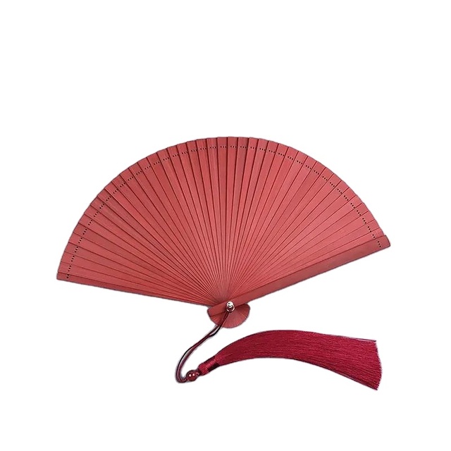 Cute Wholesale Customised Wooden Folding Bamboo Hand Fan With Pouch Chinese Folding Fans Silk Veil Fans