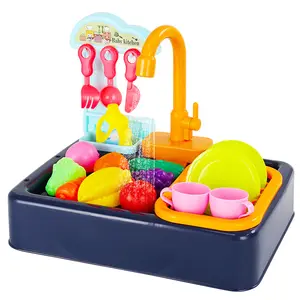 Lavello da gioco per bambini Set di giocattoli da cucina per lavastoviglie elettrica per bambini con sistema di circolazione dell'acqua di rubinetto giocattoli per ragazzo e ragazza