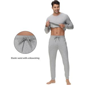 Ensemble de pyjama pour homme personnalisé en tissu French Terry, haut à manches longues et pantalon avec poches et cordon de serrage, tailles S à XXL - Product Image 5