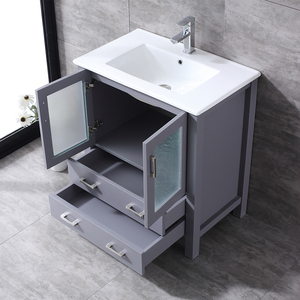 Meuble-lavabo de salle de bain haut de gamme de 30 pouces avec vasque en céramique et caractéristiques résistantes à l'eau - Product Image 2