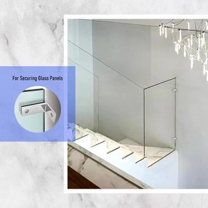 Aleader Système de garde-corps en <span class=keywords><strong>verre</strong></span> en acier inoxydable C-WF Maison <span class=keywords><strong>Terrasse</strong></span> Clôture Balustrades et mains courantes 90 ° Pince simple <span class=keywords><strong>verre</strong></span> au mur - Product Image 3