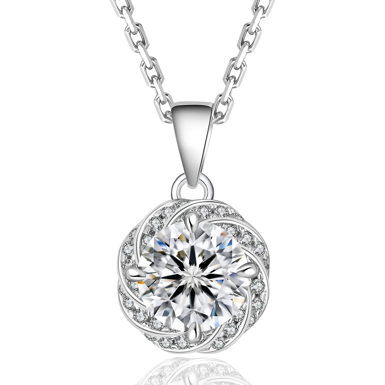 Moissanite Mặt dây chuyền vòng cổ 1CT 18K trắng mạ vàng 925 Bạc Kim Cương D màu vvs Vòng moissanite Vòng cổ cho bạn gái