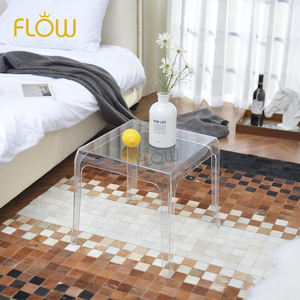 Wohnmöbel Modernes Outdoor Minimalistisches Kleines Tischset mit Kunststoffplatte und Acryl-Klarer Basis für Kaffee, Bettseite und Esszimmer - Product Image 2